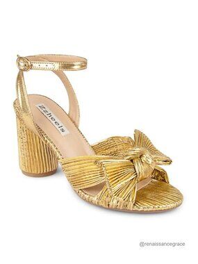 Women's Bow Heels Ankle Strap Block Heel Sandals Faux Leather